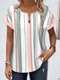 Blouses Femmes Rayé Simple Été Polyester Aucune élasticité Ample Régulier Droit Régulier