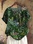 Blouses Simple Plantes Été Coton Micro-élasticité Domestique Coupe Régulière Manches Courtes Régulier pour Femmes