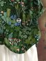 Blouses Simple Plantes Été Coton Micro-élasticité Domestique Coupe Régulière Manches Courtes Régulier pour Femmes