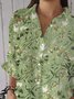 Chemises Simple Plantes Printemps / Automne Polyester Manches Longues Régulier Trapèze Régulier Col de Chemise pour Femmes