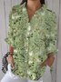 Chemises Simple Plantes Printemps / Automne Polyester Manches Longues Régulier Trapèze Régulier Col de Chemise pour Femmes