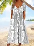 Femmes Géométrique Vert Col mi-ouvert Confortable Robe Maxi Rétro