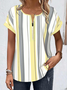 Blouses Femmes Rayé Simple Été Polyester Aucune élasticité Ample Régulier Droit Régulier