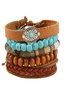 Bracelets Ethnique Plain Toutes Les Saisons Tressé Vacances en Bois multicouche Bracelet pour Femmes
