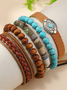 Bracelets Ethnique Plain Toutes Les Saisons Tressé Vacances en Bois multicouche Bracelet pour Femmes