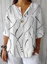Blouses Géométrique Décontracté Printemps / Automne Coton Aucune élasticité Quotidien Ample Manches trois quarts Droit pour Femmes