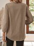 Chemises Décontracté Plain Printemps / Automne en Lin Col V Micro-élasticité Coupe Régulière Manches Longues Régulier pour Femmes