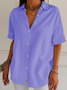 Chemises Femmes Décontracté Plain Été Polyester Micro-élasticité Manches Courtes Régulier Droit Col de Chemise