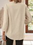 Chemises Décontracté Plain Printemps / Automne en Lin Col V Micro-élasticité Coupe Régulière Manches Longues Régulier pour Femmes