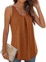 Top Débardeur Tops Plain Été Sportif Froncé Micro-élasticité Quotidien Coupe Régulière Régulier Droit pour Femmes
