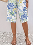 Pantalons Décontracté Floral Été Imprimé Naturel Aucune élasticité Quotidien Droit Cinquième pantalon pour Femmes