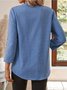 Chemises Décontracté Plain Printemps / Automne en Lin Col V Micro-élasticité Coupe Régulière Manches Longues Régulier pour Femmes