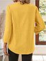 Chemises Décontracté Plain Printemps / Automne en Lin Col V Micro-élasticité Coupe Régulière Manches Longues Régulier pour Femmes