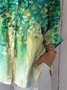 Chemises Femmes Simple Plantes Printemps / Automne Micro-élasticité Quotidien Manches Longues Régulier Trapèze Col de Chemise
