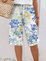 Pantalons Décontracté Floral Été Imprimé Naturel Aucune élasticité Quotidien Droit Cinquième pantalon pour Femmes