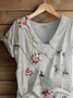 T-shirts Femmes Décontracté Floral Été Col V Imprimé Quotidien Manches Courtes Régulier Régulier