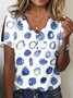 T-shirts Ombre Décontracté Été Col V Micro-élasticité Coupe Régulière Manches Courtes Régulier Régulier pour Femmes