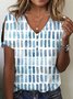 T-shirts Ombre Décontracté Été Col V Micro-élasticité Coupe Régulière Manches Courtes Régulier Régulier pour Femmes