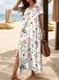 Femmes Floral Comme Image Col Rond Confortable Robe Maxi Rétro