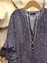 Blouses Femmes Fête Floral Été Coton Col V Quotidien Coupe Régulière Demi Manche Régulier