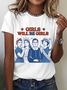 T-shirts Femmes Décontracté Été Lettres de texte Coton Quotidien Ample Manches Courtes Régulier Droit