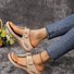 Sandales Femme Rétro Plain Été Quotidien Cuir Talon Bas Tongs Caoutchouc à Enfiler