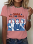 T-shirts Femmes Décontracté Été Lettres de texte Coton Quotidien Ample Manches Courtes Régulier Droit
