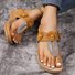 Sandales Femme Rétro Plain Été Quotidien Cuir Talon Bas Tongs Caoutchouc à Enfiler