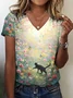 T-shirts Décontracté La peinture Été Coton Quotidien Coupe Régulière Régulier Trapèze Régulier pour Femmes