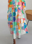 Femmes Géométrique Comme Image Col V Confortable Robe Maxi Décontracté