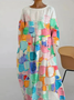 Femmes Géométrique Comme Image Col V Confortable Robe Maxi Décontracté