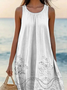 Femmes Floral Comme Image Col V Confortable Robe Mi-Longue Décontracté