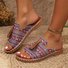Sandales Géométrique Boho Été Quotidien Cuir Verni Toit ouvert flocage Sandales Antidérapantes à Enfiler pour Femmes