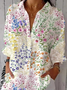 Chemises Décontracté Floral Printemps / Automne Coton Micro-élasticité Coupe Régulière Régulier Régulier Col de Chemise pour Femmes