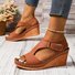 Sandales Rétro Plain Été Quotidien Cuir Cuir Talon de Bloc à Bout Ouvert Boucle Réglable pour Femmes