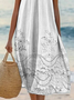Femmes Floral Comme Image Col V Confortable Robe Mi-Longue Décontracté