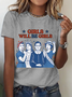 T-shirts Femmes Décontracté Été Lettres de texte Coton Quotidien Ample Manches Courtes Régulier Droit