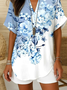 Blouses Femmes Simple Floral Été Polyester Aucune élasticité Quotidien Demi Manche Régulier Régulier