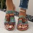 Sandales Géométrique Boho Été Quotidien Cuir Verni Toit ouvert flocage Sandales Antidérapantes à Enfiler pour Femmes