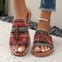 Sandales Géométrique Boho Été Quotidien Cuir Verni Toit ouvert flocage Sandales Antidérapantes à Enfiler pour Femmes