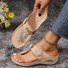 Sandales Femme Rétro Plain Été Quotidien Cuir Talon Bas Tongs Caoutchouc à Enfiler