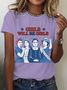 T-shirts Femmes Décontracté Été Lettres de texte Coton Quotidien Ample Manches Courtes Régulier Droit