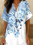 Blouses Femmes Simple Floral Été Polyester Aucune élasticité Quotidien Demi Manche Régulier Régulier