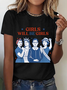 T-shirts Femmes Décontracté Été Lettres de texte Coton Quotidien Ample Manches Courtes Régulier Droit