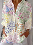 Chemises Décontracté Floral Printemps / Automne Coton Micro-élasticité Coupe Régulière Régulier Régulier Col de Chemise pour Femmes