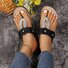 Sandales Femme Rétro Plain Été Quotidien Cuir Talon Bas Tongs Caoutchouc à Enfiler