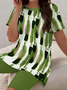 Deux Pièces Ensembles Femmes Simple Polyester d'été abstrait Naturel Quotidien Coupe Régulière Manches Courtes Droit