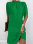 Femmes Géométrique Bleu Col Rond Confortable Imprimé Robe Mi-Longue Rétro