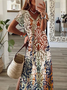 Femmes Floral Comme Image Col V Confortable Robe Mi-Longue Décontracté