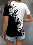 T-shirts Femmes Décontracté Floral Été Col V Quotidien Coupe Régulière Manches Courtes Régulier Trapèze